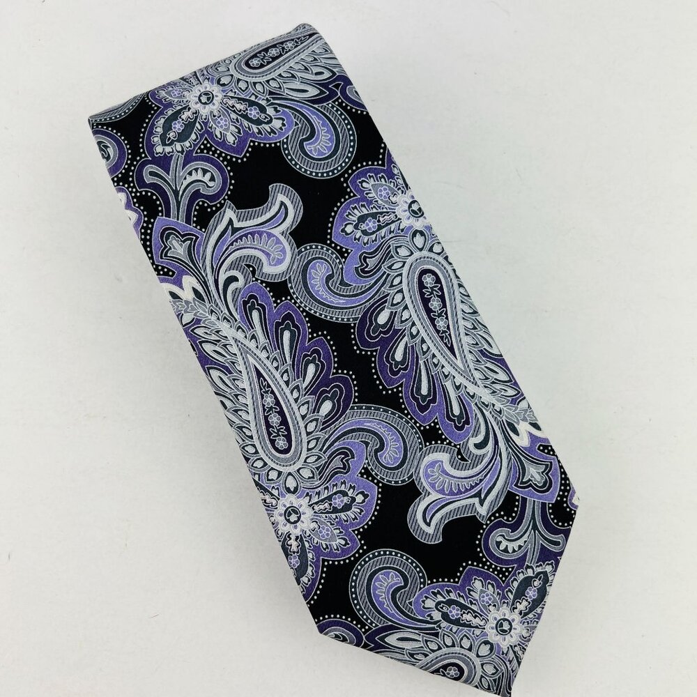 Croft & Barrow Purple Paisley 100% Silk Necktie Tie